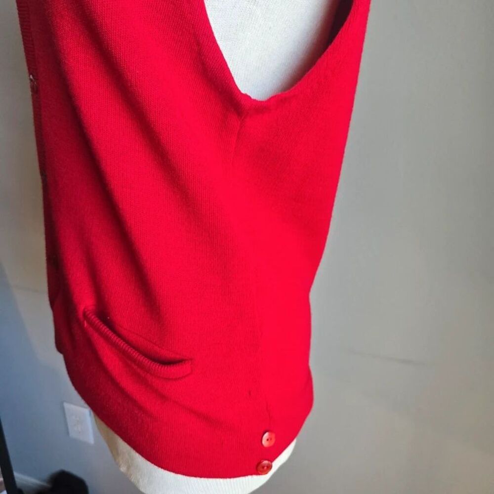 Vintage Wickbury Men’s Red Wool Sweater Vest Size L - Picture 4 of 10